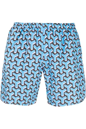 YES I AM Shorts de playa con estampado geométrico