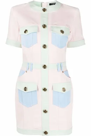 Balmain Vestido de mezclilla con paneles