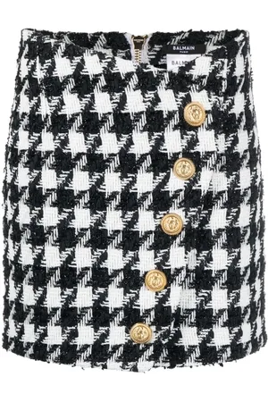 Balmain Falda con motivo pied de poule