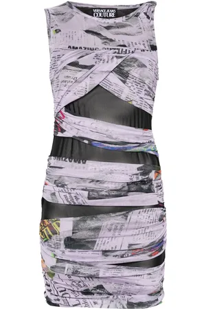 VERSACE Vestido drapeado con diseño asimétrico