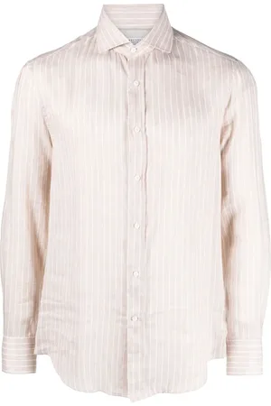 Brunello Cucinelli Camisa manga larga con rayas estampadas
