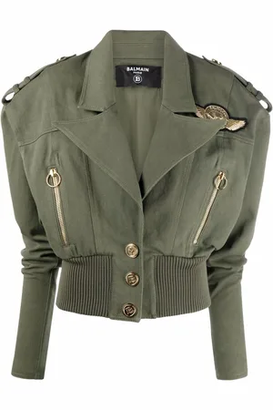 Balmain Chamarra corta con detalle de parche