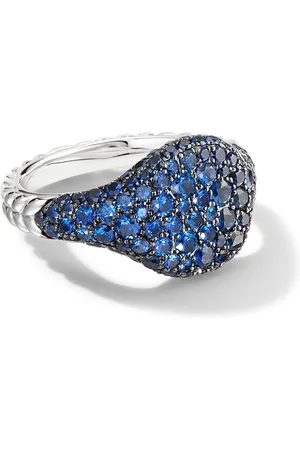 David Yurman Anillo Chevron en oro blanco de 18kt con zafiro rosa de 10mm