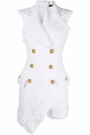 Balmain Vestido de tweed con botones decorativos