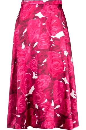 VALENTINO GARAVANI Falda de seda con rosas estampada