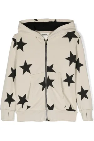 Nununu Hoodie con cierre y estrellas estampadas