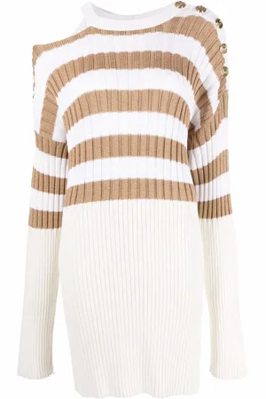 Balmain Vestido tejido estilo suéter con motivo de rayas