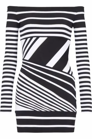 Balmain Vestido corto con rayas en jacquard