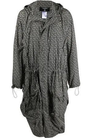Balmain Impermeable con capucha y monograma estampado