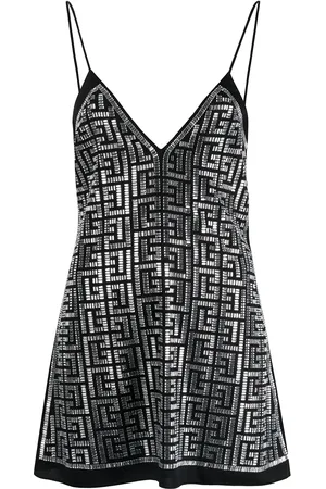 Balmain Top de tirantes con apliques de cristales