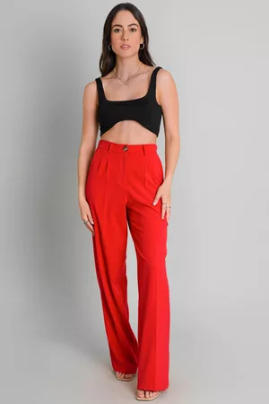 Específicamente Antorchas Perforar pantalones con pinzas de color rojo para mujer | FASHIOLA.mx