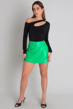 Nueva colección de faldas de piel de color verde para mujer