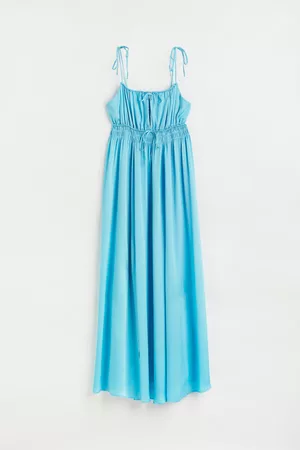 H&M Long smock-waisted dress - Turquoise