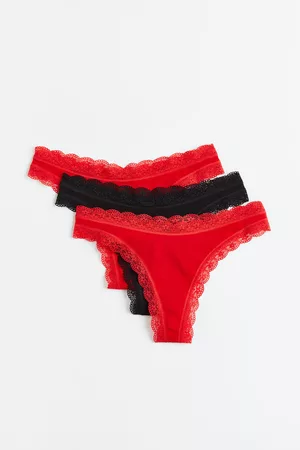 H&M Mujer Panty Tanga - 3-pack de panties Thong - Red