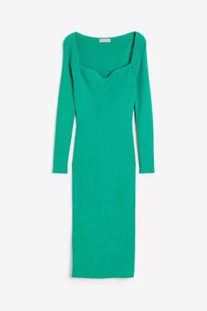 H&M Mujer Ajustados y entubados - Vestido bodycon acanalado - Green