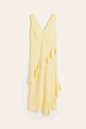 H&M Mujer Midi - Vestido con olán - Yellow