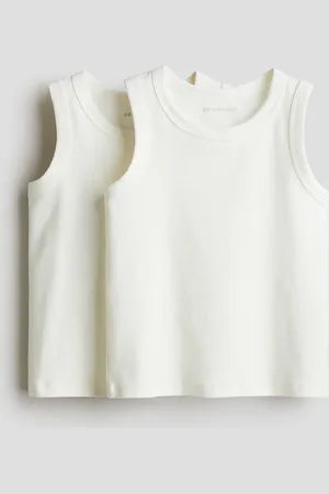 H&M 2-pack Playeras sin mangas en algodón