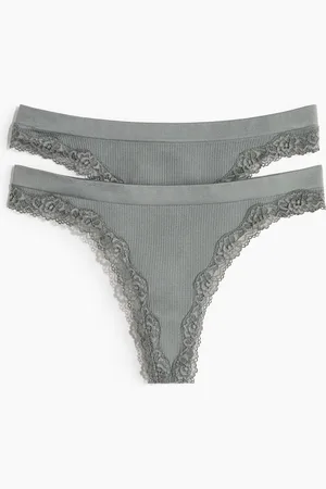 H&M 2-pack Panties thong Seamless con encaje
