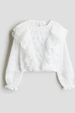 H&M Blusa con olanes de encaje