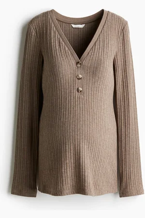 H&M MAMA Top de cuello en V en tejido acanalado