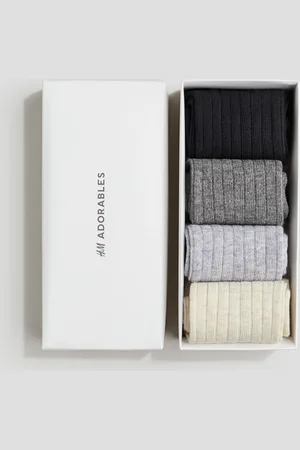 H&M 4-pack Calcetines en tejido acanalado