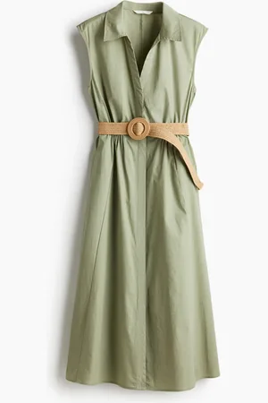 H&M Vestido camisa de algodón con cinturón