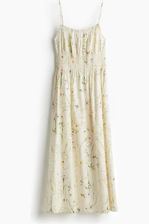H&M Vestido en popelina con punto smock