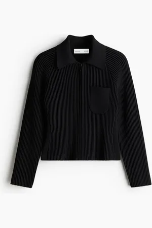 H&M Top con zíper en tejido acanalado