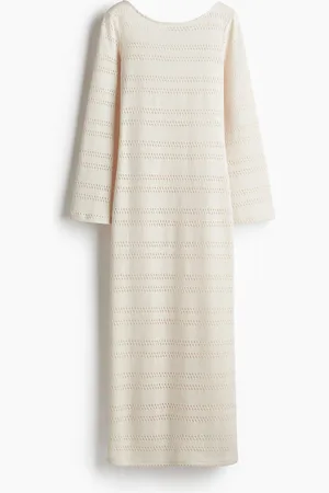 H&M Vestido en tejido calado con lazos