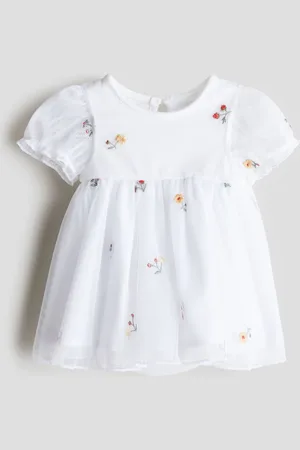 H&M Vestido de tul con pañalero y bordado