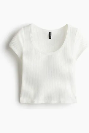 H&M Top canalado con borde picot