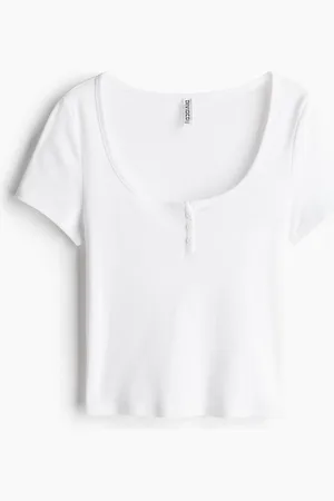 H&M Button-top scoop-neck T-shirt