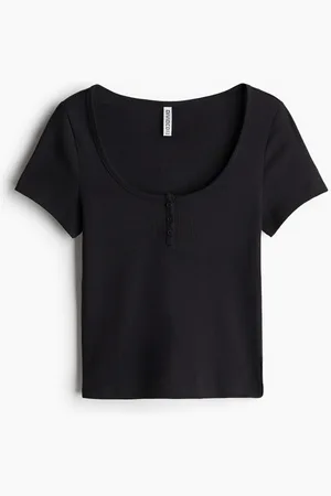 H&M Button-top scoop-neck T-shirt