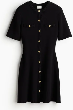 H&M Vestido en tejido acanalado con botones