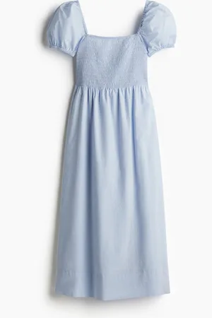 H&M Vestido de algodón con mangas abombadas