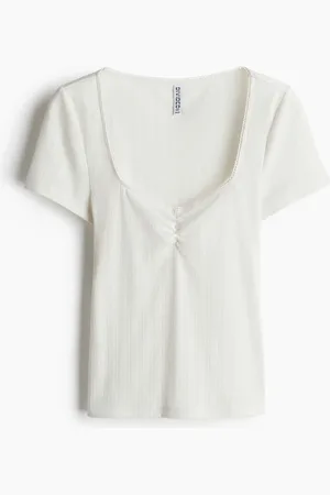 H&M Playera con borde picot