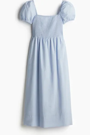 H&M Vestido de algodón con mangas abombadas