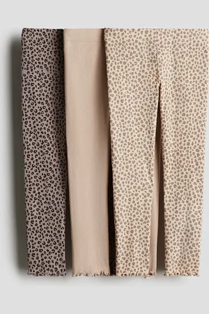 H&M 3-pack Leggings acanalados de algodón