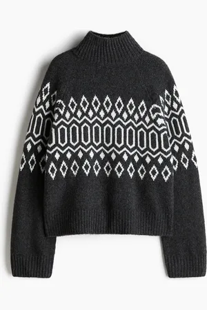 H&M Suéter de cuello alto en tejido jacquard