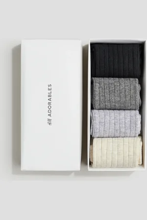 H&M 4-pack Calcetines en tejido acanalado