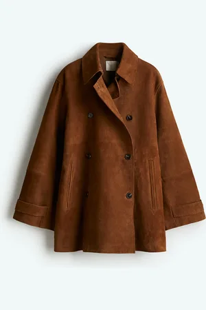 H&M Abrigo de botonadura doble en gamuza