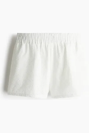 H&M Shorts de talle alto con bordado inglés