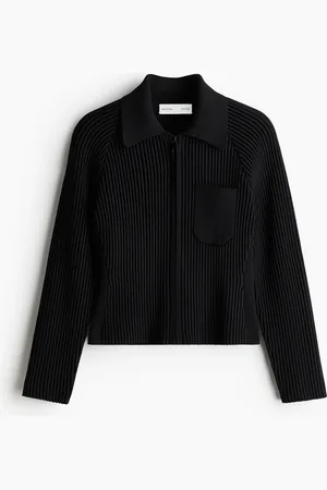H&M Top con zíper en tejido acanalado