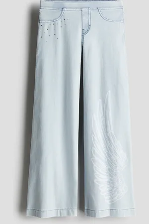 H&M Pantalón ancho con apariencia de denim