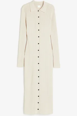 H&M Vestido en tejido acanalado con botones