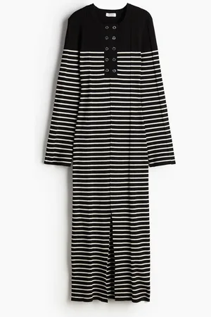 H&M Vestido largo en tejido acanalado