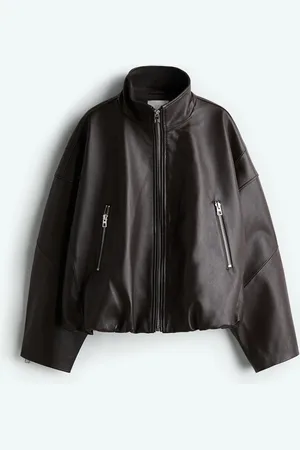 H&M Chamarra de piel con cuello cisne