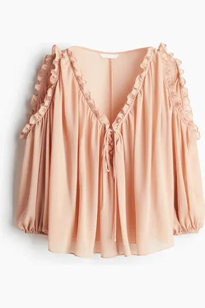 H&M Blusa de hombros descubiertos en chifón