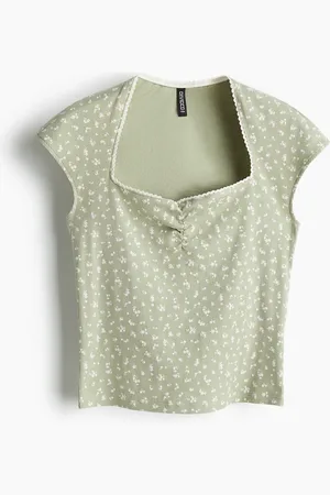 H&M Top acanalado con escote de corazón