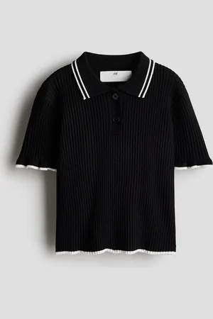 H&M Top con cuello en tejido acanalado